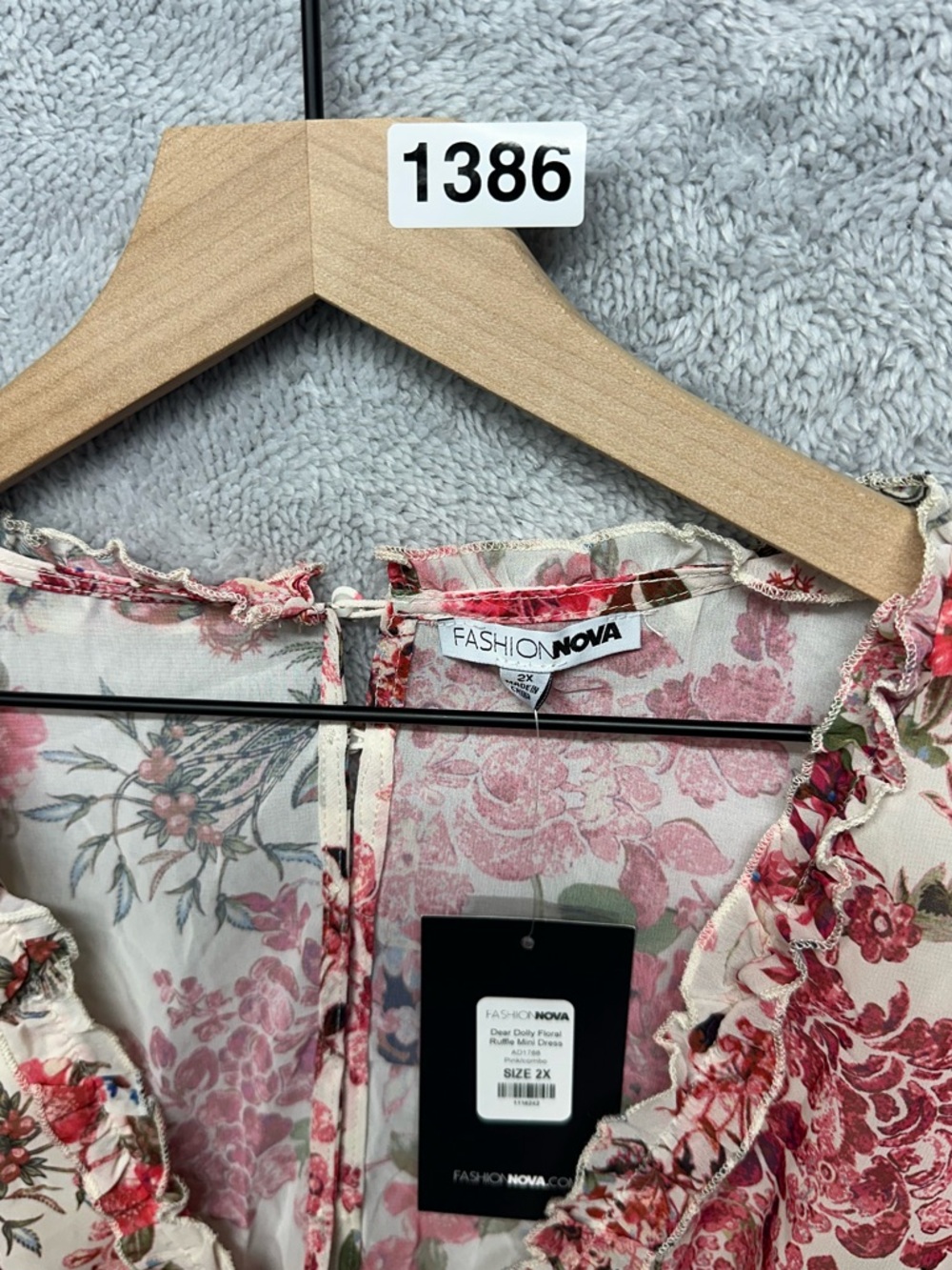 Fashion Nova Dear Dolly Floral Ruffle Mini Dress 2X Pink Boho Cottagecore NWT - Picture 6 of 11